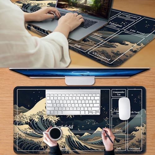 for MTG Game Playmat, for Magic TCG Rubber Play mat,Tabletop Card Playmats with Smooth Surface,Trading Card Inked Game Mat with New Zones,Battle Game,Retro Waves