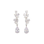 SWEETV Bridal Wedding Earrings for Brides Bridesmaides-Marquise Teardrop Earrings for Women, Cubic Zirconia Drop and Dangle Earrings for Prom or Pageant,Jewelry, Silver