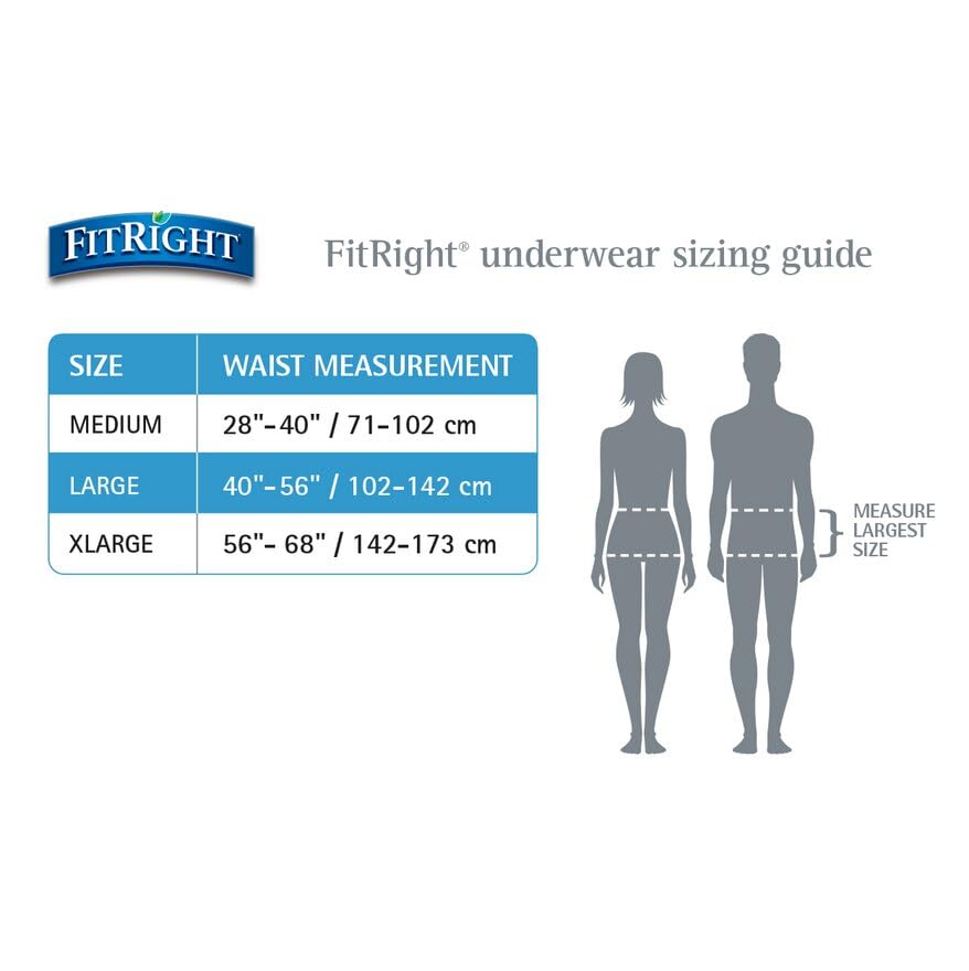 FitRight Ultra Adult Incontinence Underwear, Heavy Absorbency, Large, 40 - 56, 4 Packs of 20 (80 Total)
