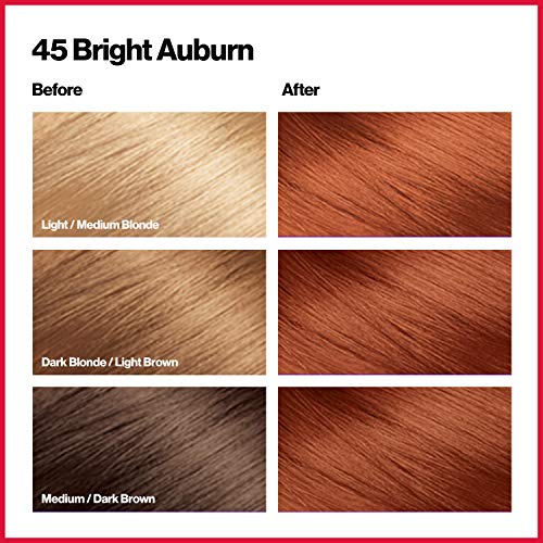 Revlon ColorSilk Permanent Hair Color, 100% Gray Coverage Dye Kit, Ammonia-Free, Keratin and Amino Acids, Red Shades, 45 Bright Auburn (Pack of 3)