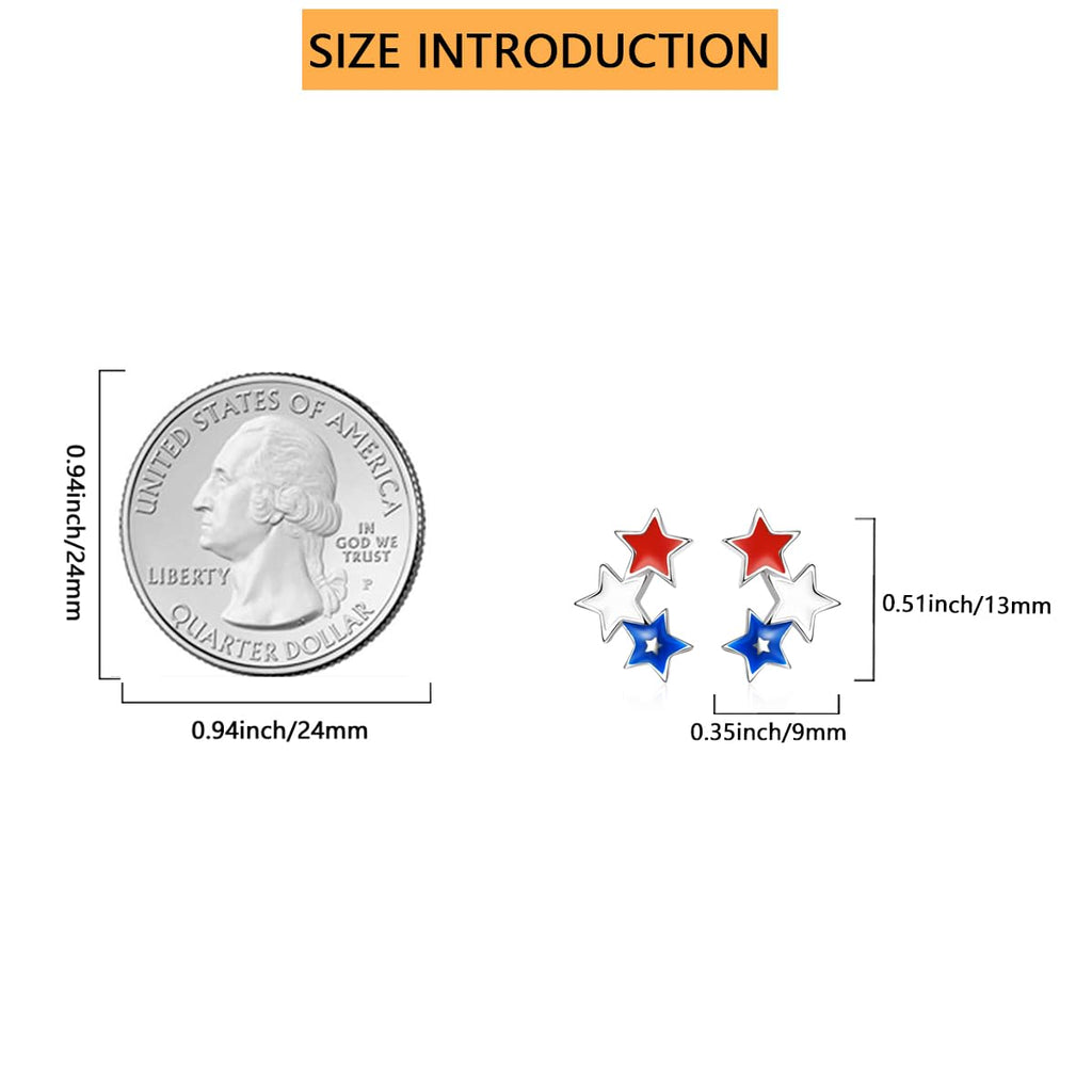 American Flag Earrings for Women 925 Sterling Silver 4th of July Stud Earrings Red White And Blue Star USA Flag Fourth of July Independence Day Gifts for Women