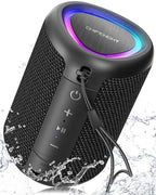 Portable Bluetooth Speaker with Lights, Stocking Stuffers, Powerful Crystal Clear Sound, IPX5 Waterproof, All Day Playtime, BT 5.3, TWS Paring, Small Wireless Speaker for Outdoor, White Elephant Gifts
