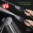 Hotel Spa AquaCare As-Seen-On-TV High Pressure 48-setting Rain & Handheld 3-way Shower Head Combo - Anti-clog Nozzles/Tub, Tile & Pet Power Wash/Extra Long 6 ft. Hose/Matte Black Finish