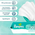 Pampers Baby Wipes Aqua Pure, 99% water-based wipes, Hypoallergenic and Unscented Infant Wipe, 448 Total (8 Flip-Top Packs)