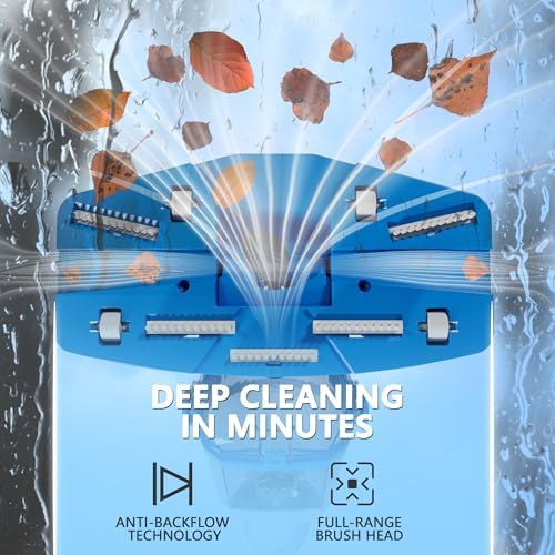 LANCHEZ Cordless Pool Vacuum with Telescopic Pole, Wide Vacuum Head, Handheld Rechargeable Pool Cleaner, 1H Run Time, 18 GPM for Sand, Silt & Leaves in Inground & Above Ground Pools, Hot Tub and Spa