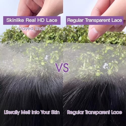 Lemoda 210% Density Full 13x6 SKINLIKE Real HD Lace Frontal Wigs Straight 13x6 Full Lace Frontal Virgin Human Hair Wigs Invisible 0.1mm Ultra-thin Knots Frayed Ends Lace Wig 20Inch