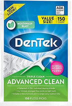 Oral-B Glide Pro-Health Dental Floss, Deep Clean Cool Mint Flavor, 40 M, 3 Count & DenTek Triple Clean Advanced Clean Floss Picks, No Break & No Shred Floss, 150 Count