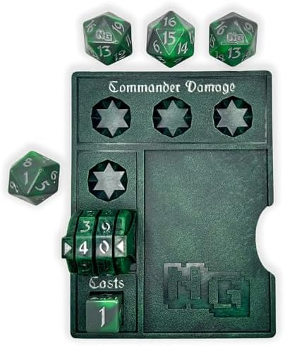 NERD GEAR Commander Essentials Kit - Ultimate Accessory for MTG Commander EDH - MTG Command Zone Tray - Health Counter - Spin Down Dice - Dry Erase Tokens (Midnight Forest)