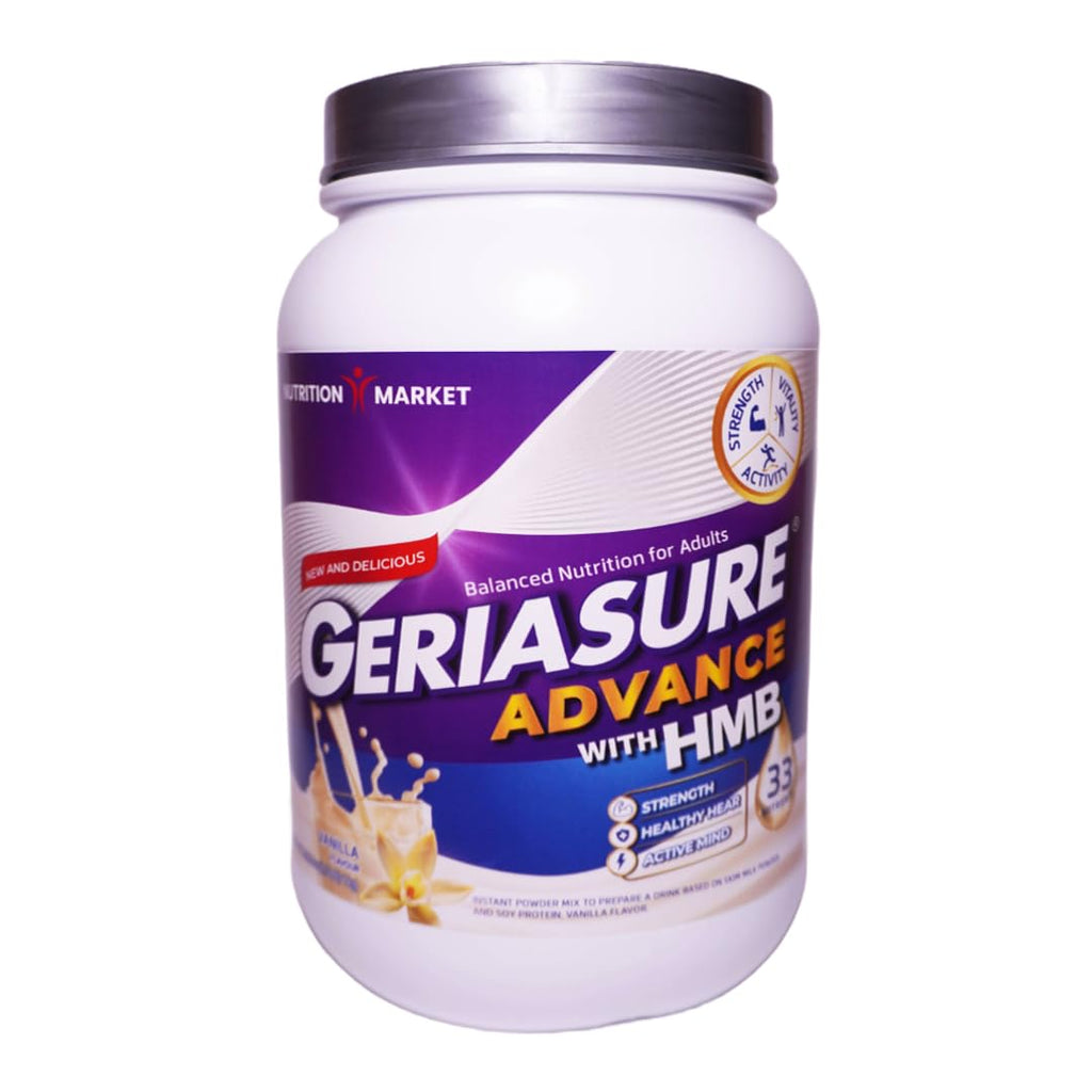 Geriasure Advanced High Protein Nutritional Shake for Seniors, Supports Muscle & Mobility, Gluten Free, Vanilla, 1000g