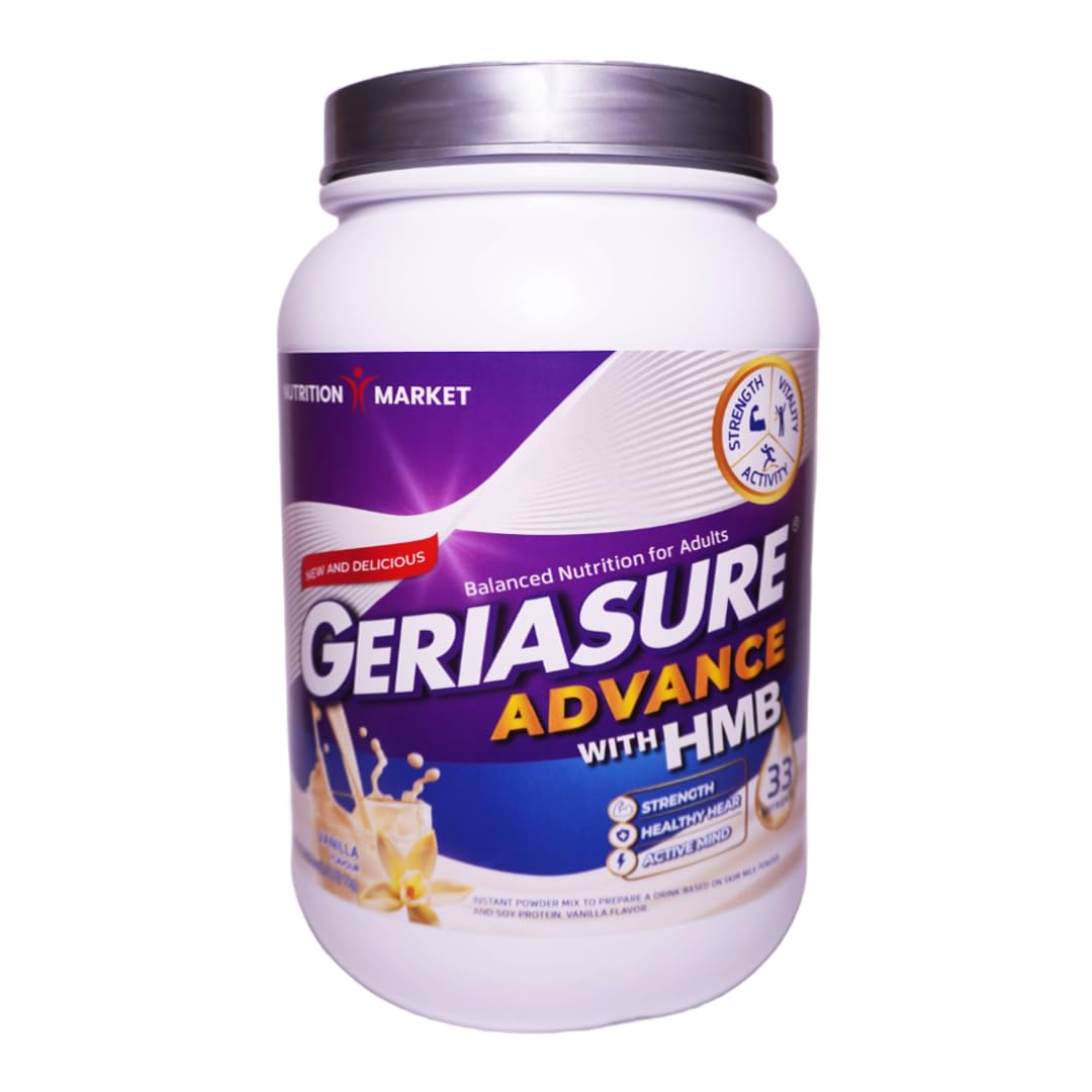 Geriasure Advanced High Protein Nutritional Shake for Seniors, Supports Muscle & Mobility, Gluten Free, Vanilla, 1000g