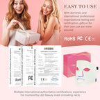 Led Face Mask Light Therapy,Red Light Therapy for Face and Neck,7 Colors LED Facial Skin Care Mask,5 Level Brightness Adjustment,309 LED Beads Can Be Used at Home,White Green