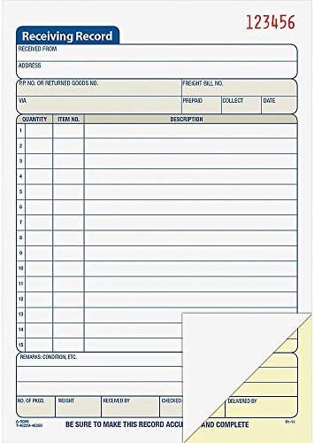 Adams Receiving Record Book, 2-Part, Carbonless, 5-9/16 x 8-7/16 Inches, 50 Sets per Book (DC5089) , White