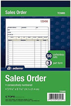 Adams Sales Order Book, 3-Part, Carbonless, White/Canary/Pink, 5-9/16" x 8-7/16", Bound Wraparound Cover, 50 Sets per Book, 5 Books, 250 Sets Total (TC5805)