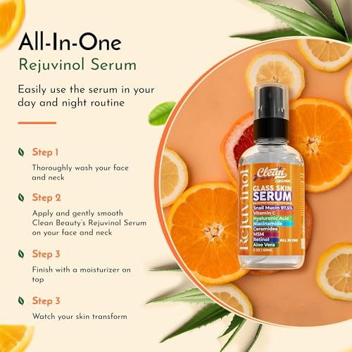 Snail Mucin Serum Vitamin C Face Serum Anti Aging with Hyaluronic Acid Niacinamide Retinol MSM Aloe Vera & Ceramides - Korean Skin Care Glass Skin Dark Spot Remover for Glowing Skin & Beauty (1 Pack)