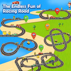 IGIVI Magnetic Tiles Racing Track & Road Expansion Set with Magnet Car, Magnetic Block Building Toys Games for Toddler Kids, STEM Montessori Toys for 3+ Year Old Boys & Girls, Car Lovers Must Haves