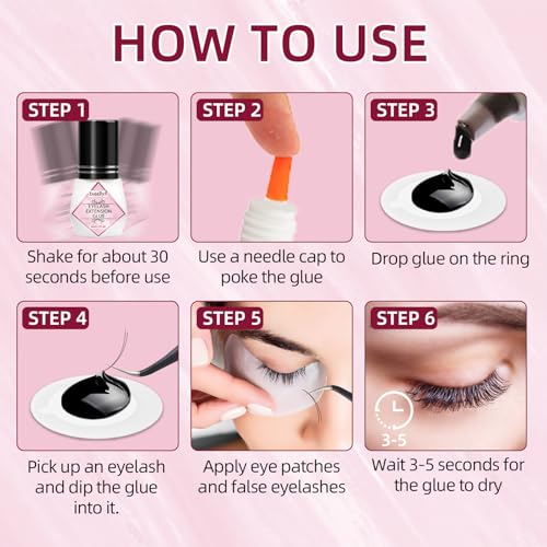 Lash Extension Glue 5ml, Eyelash Extension Glue, 2-3s Drying Time, Retention up to 7-8 Weeks, Power Extreme Waterproof for Professional Use Only