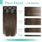 Ukira Medium Brown Hair Extensions Clip in Real Human Hair, 15 Inch 70g 7pcs Clip in Hair Extensions Real Human Hair, Ntural Straight Remy Human Hair Extensions Clip ins for Women