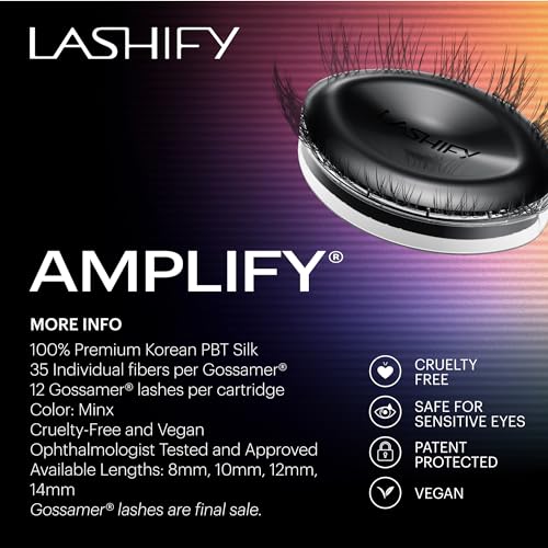 Lashify Amplify 10mm Gossamer Eyelash Extensions Refill, Minx Color, DIY False Lashes for a Natural Look