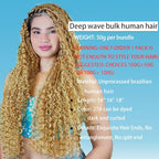 #27 Honey Blonde 14 Inch 1 Bundle 50g Deep Curly Wave Bulk Human Hair for Braiding Unprocessed Brazilian Water Wave Human Braiding Hair for Boho Braids Wet and Wavy