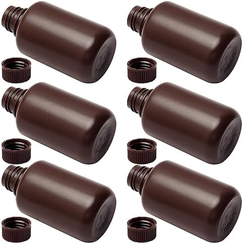 Othmro 8Pcs 4.3oz Plastic Containers Lab Chemical Reagent Bottles 125ml Small Mouth Liquid Solid Storage Bottles Round Sample Storage Containers Sealing Bottles with Cap for Food Stores Brown