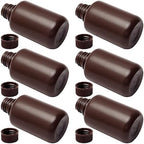Othmro 8Pcs 4.3oz Plastic Containers Lab Chemical Reagent Bottles 125ml Small Mouth Liquid Solid Storage Bottles Round Sample Storage Containers Sealing Bottles with Cap for Food Stores Brown