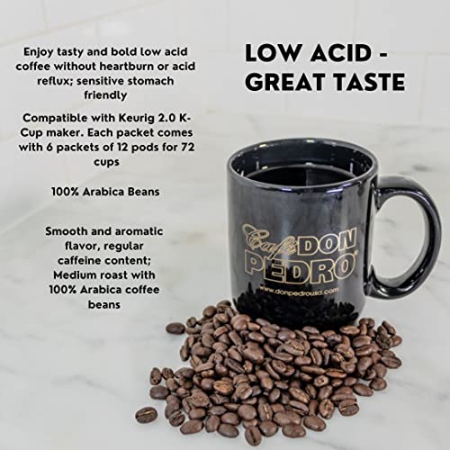 Cafe Don Pedro American Roast Naturally Low Acid Coffee - 34.5 Ounce Large Can for Coffee Lovers with Sensitive Stomachs - Delicious, Smooth Flavor, Medium Roast Stone Ground Coffee