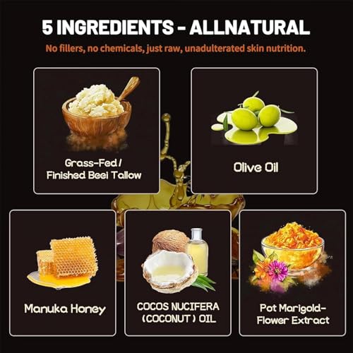 Whipped Tallow Honey Balm Anti Aging Facial Moisturizer Deep Hydrating Cream Improves Skin Elasticity Silky Smooth Texture Multi Use Organic Cream Suitable for All Skin Types
