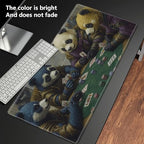 Playmats for Magic: The Gathering MTG Card Game Mat Plus 50 Pcs Card Sleeves, 24 x 14 inch TCG Mat with Stitched Edge for Commander Deck Duskmourn Board Game, Pandas Play Poker