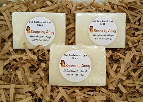 Old Fashioned Lye Soap Organic Natural Handmade Bar for Face and Body - 3 pack