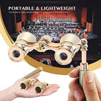 Aomekie Opera Glasses Binoculars 3X25 Theater Glasses Mini Binocular Compact with Handle for Adults Women in Musical Concert（Gold）