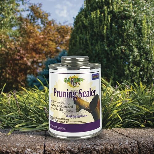 Bonide Garden Rich Pruning Sealer with Brush Top Applicator, 16 oz Ready-to-Use Protective Seal for Trees, Shrubs, Roses
