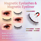 Natural Magnetic Eyelashes with Eyeliner,3 Pairs Natural Look False Lashes Kit,3D Short Magnetic Eyelash Set - No Glue Needed