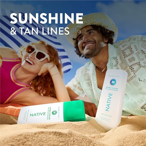 Native Sunscreen Lotion Tropical Breeze SPF 30, 100% Mineral SPF for Face & Body Broad Spectrum UVA UVB for Men & Women, Suitable for Sensitive Skin & Hawaii Compliant, Lightweight & No Residue, 7oz