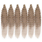 BATISI Water Wave Crochet Hair 6 Packs Curly Braiding Hair for Boho Braids Synthetic Bohemian Curly Crochet Hair Ombre Blonde 30 Inch
