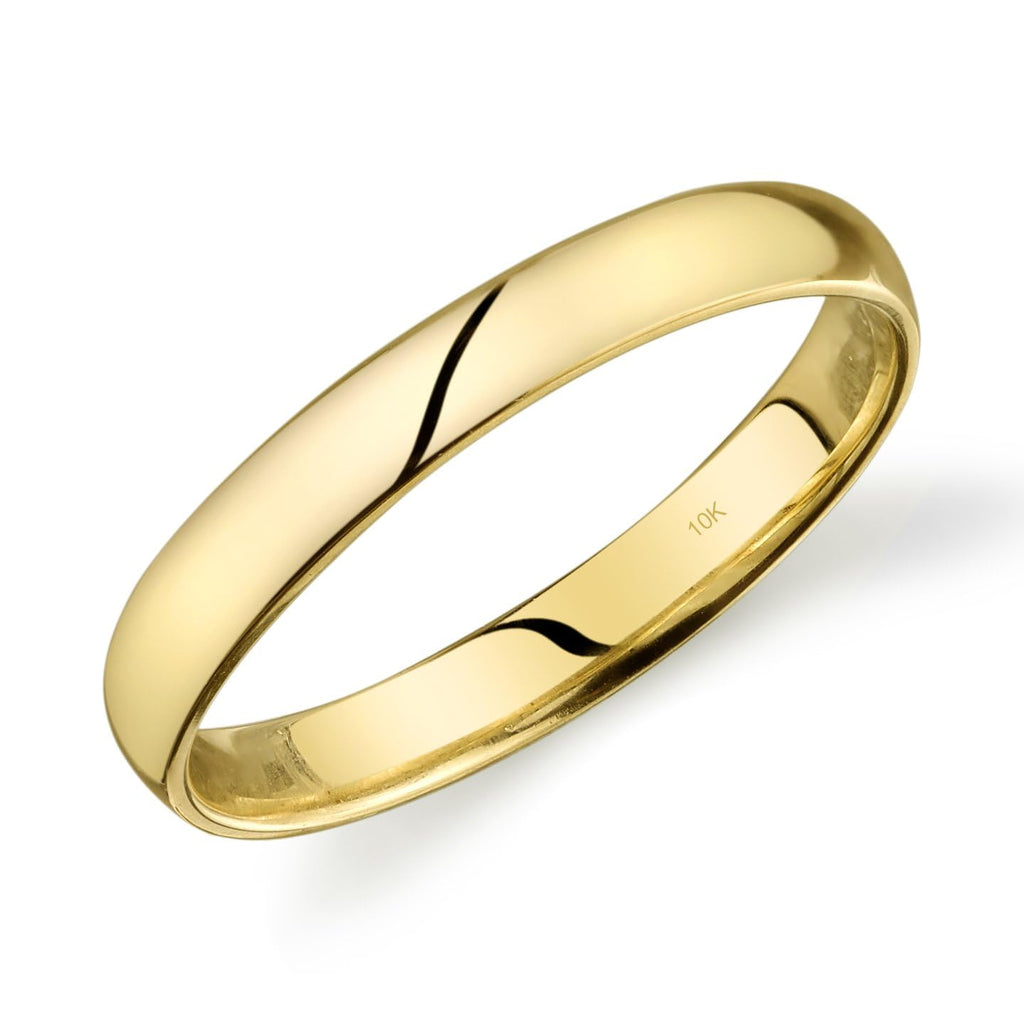 SKAHFIS 10k Yellow Gold Light Comfort Fit 3mm Wedding Band Size 8