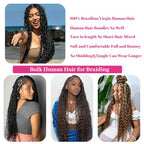 Human Braiding Hair Deep Wave Bulk Human Braiding Hair For Boho Braids No Weft 1 Bundle 50g 28 Inch Deep Curly Hair For Boho Knotless Braids Wet And Wavy Brazilian Unprocessed Virgin Hair Extensions