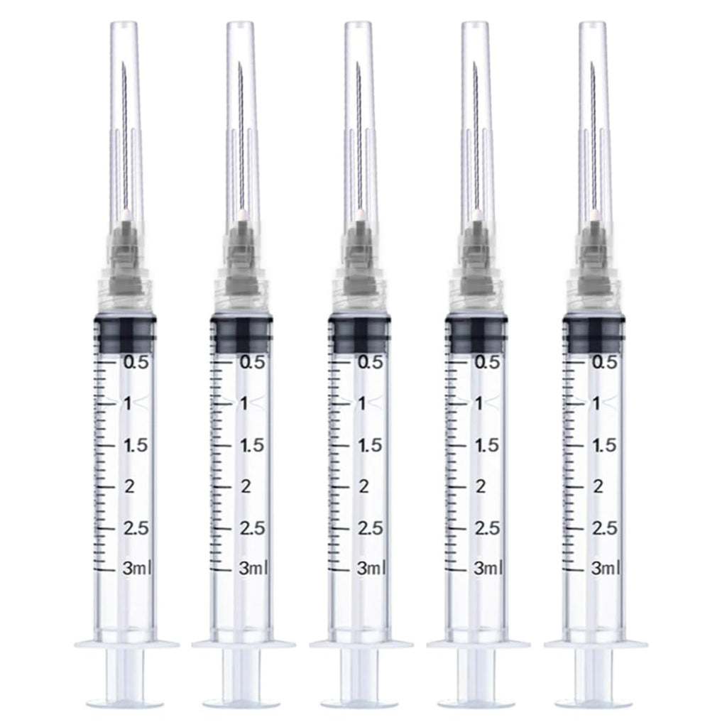50 Pack 3ml/cc Disposable Luer Lock Lab Syringes with 22Ga 1.0 Inch Needle