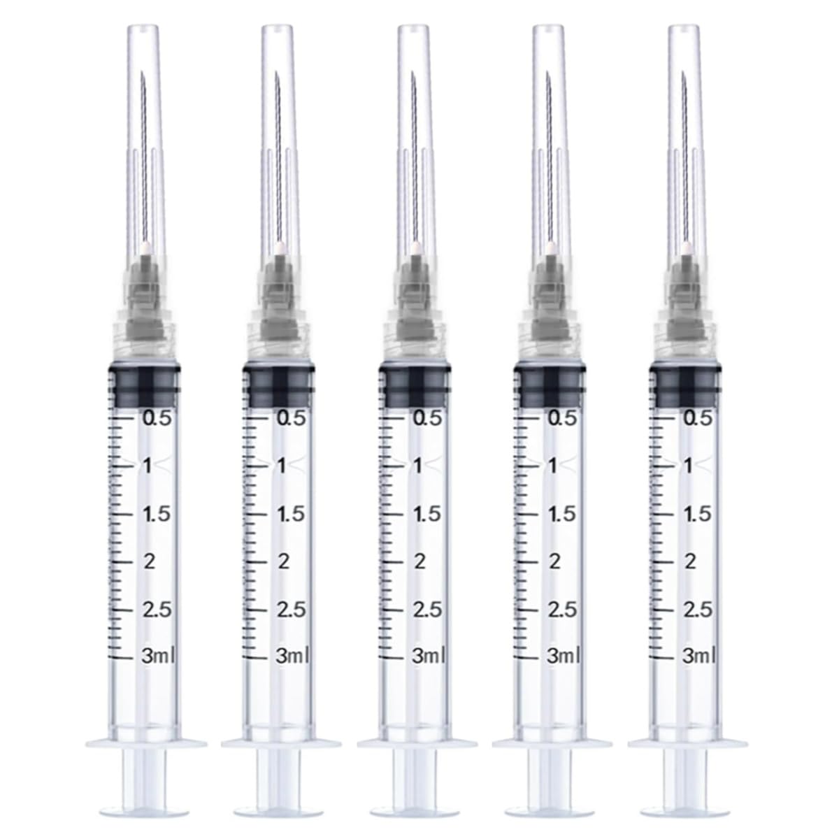 50 Pack 3ml/cc Disposable Luer Lock Lab Syringes with 22Ga 1.0 Inch Needle