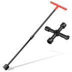 Manalete Water Meter Key 32 Inch with 4-Way Utility Key, Steel T-Handle, Water Meter Key Shut Off Tool for Curb Main Water Shut off Valve