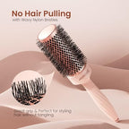 AIMIKE Round Brush for Blow Out, Rose Luxe Round Hair Brush w/Nano Thermal Ceramic Tech, Medium Round Brush for Blow Drying, Curling, Styling and Shine, 43 mm/ 1.7 Inch Barrel Brush with 4 Clips