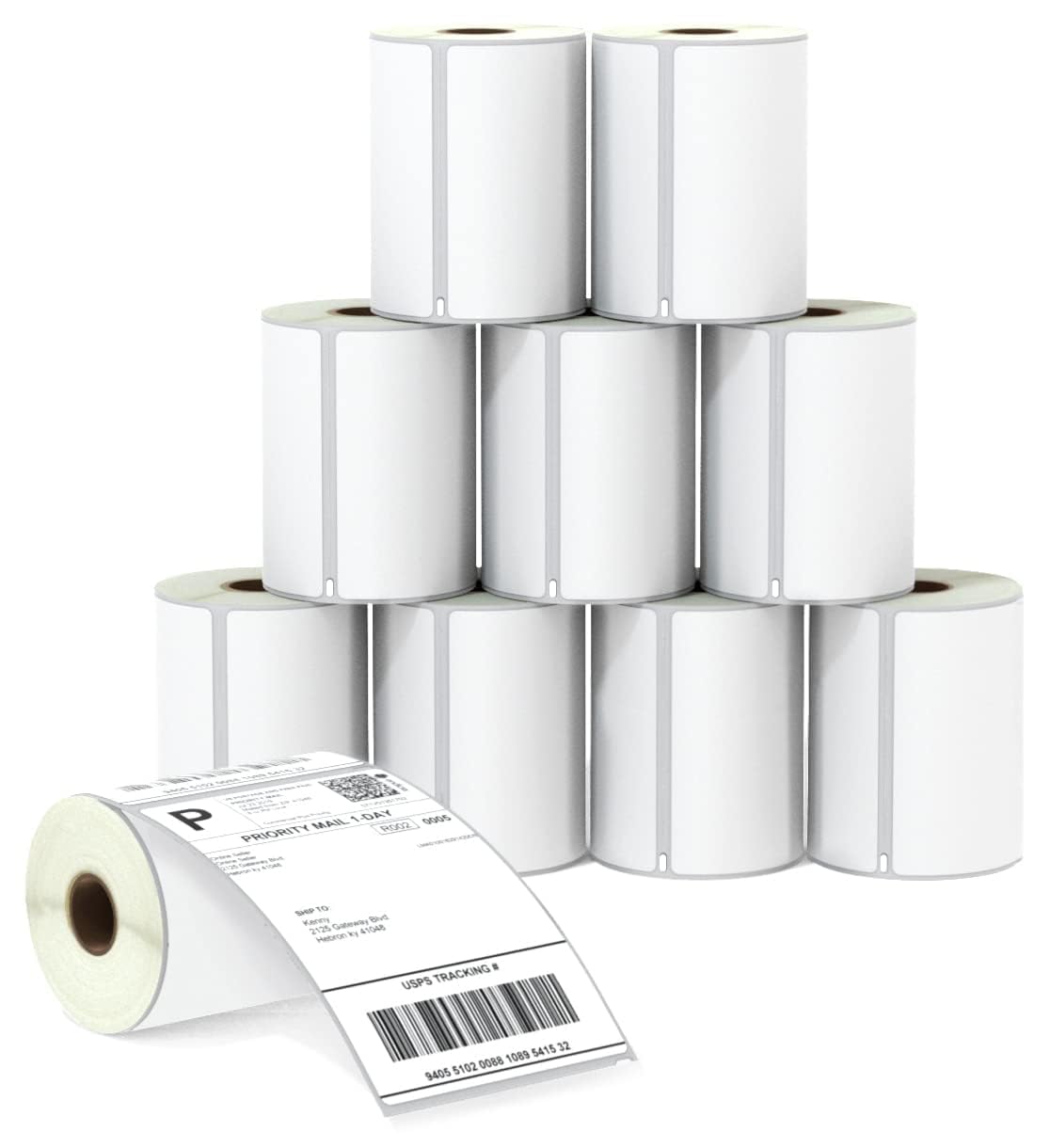 BETCKEY - Compatible DYMO 1744907 (4" x 6") Shipping Labels, Perforated, Compatible with DYMO Labelwriter 4XL Rollo & Zebra, NOT Fit 5XL [10 Rolls/2200 Labels]