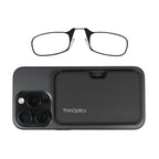 Always With You by ThinOptics Slim Reading Glasses with Case that Sticks to Your Phone - Ultra-Thin Armless Pocket Readers - Lightweight, Durable, Convenient - Black, 1.0x