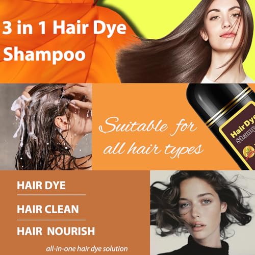Hair Dye Shampoo Silver Gray, 3 in 1 Long-Lasting Hair Color Shampoo with Herbal Ingredients, Instant Magic Hair Dye, Easy Application Shampoo Para Canas for Women Men 16.9 Fl Oz