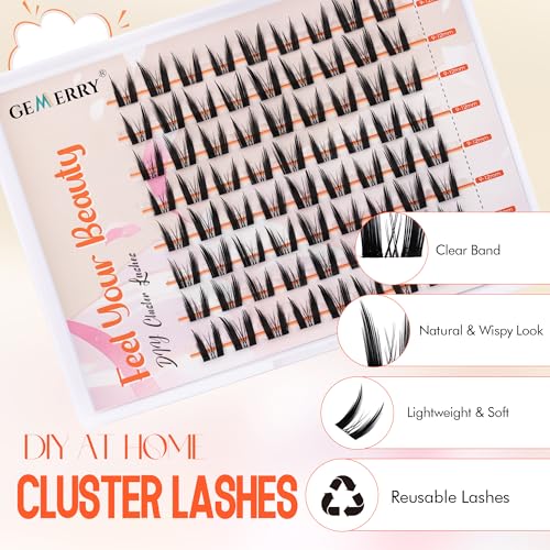 GEMERRY Lash Clusters Fluffy Cluster Lashes Mink Cluster Eyelash Extensions Lash Extension Clusters DIY at Home Eyelash Clusters