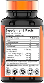 Pumpkin Seed Oil - 2000 MG x 120 Softgels | Pumpkin Seed Oil for Hair Growth* | Pumpkin Seed Oil Extract Supplement for Bladder Control* | Non-GMO