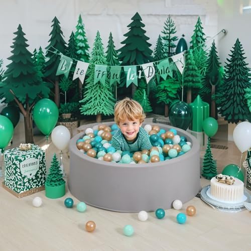 GOGOSO Ball Pit Balls for Toddler, Baby Plastic Playballs Kids Soft Pastel Pelotas Non-Toxic BPA-Free 2green+White+Gold,100 Balls