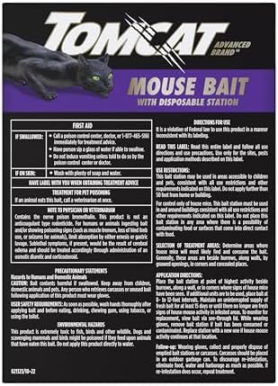 Tomcat Advanced Brand Mouse Bait with Disposable Station, Indoor and Outdoor Use, 2 Pre-Filled Ready-to-Use Stations