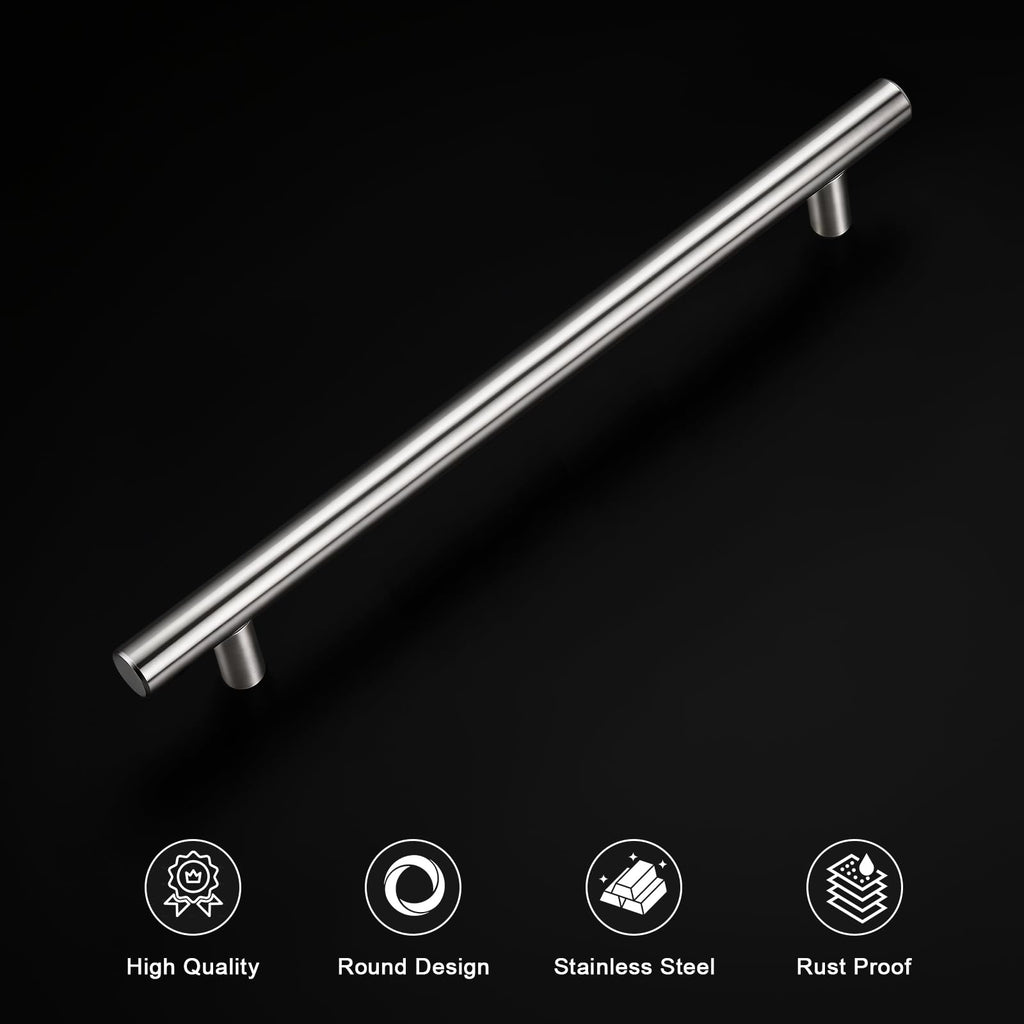 Gobrico 30 Pack 7-1/2" (192mm) Hole Centers Cabinet Pulls, Brushed Nickel Cabinet Handles, Modern Cabinet Furniture Pulls, Satin Nickel Drawer Pulls 10 Inch Total Length