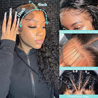 28Inch Deep Wave Lace Front Wigs Human Hair-13x4 HD Transparent Deep Wave Frontal Wigs Glueless Curly Wigs for Women 180% Density Curly Lace Front Wigs Human Hair Pre Plucked with Baby Hair