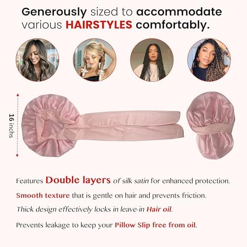 Satin Hair Bonnet by LuxeTress - Premium Soft Feel - Double-Layered Silk Satin - Adjustable Non Slip Band